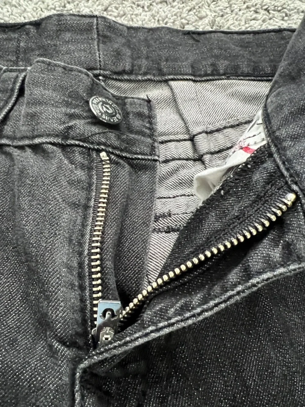 True Religion Men’s Ricky Straight Black Denim Jeans Flap Pockets - Size 34